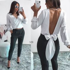 Блузка белая с открытой спиной 528, Цвет: Белый, Размер: S-M (42-44 UKR), фото 