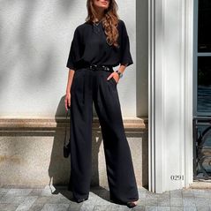 Жіночий костюм чорний штани і блузка 0291, Колір: Чорний, Розмір: s-m, фото 