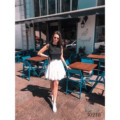 Женский костюм черно-белый блузка и юбка мини 30210, фото 