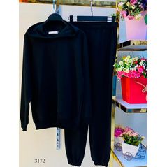 Жіночий спортивний костюм яскравий вільного крою колір чорний 3172, Колір: Чорний, Розмір: 42-46, фото 