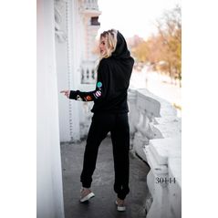 Жіночий спортивний костюм чорний модний 30144, Колір: Чорний, Розмір: s-m, фото , зображення 2