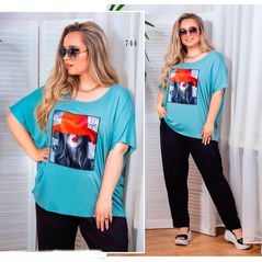 Женская футболка большого размера цвет ментол 744, Цвет: Ментол, Размер: 52-54 UKR, фото 