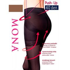 Mona Push-Up 40 Den Visone колір засмаги з утяжкой, Колір: Засмага, Розмір: 2, фото 