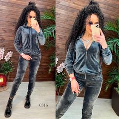Жіночий велюровий костюм спортивний сірий 0316, Колір: Сірий, Розмір: S, фото 