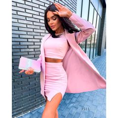 Женский костюм тройка пудра 1511, Цвет: Пудра, Размер: S-M (42-44 UKR), фото , изображение 2