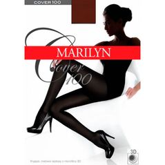Marilyn Cover 100 Den зимові класичні теплі колготки з мікрофібри, без шорт коричневі, Колір: Коричневий, Розмір: 1/2, фото 