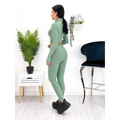 Жіночий прогулянковий костюм олива топік і лосини 699, Колір: Оливковий, Розмір: s-m, фото , зображення 2