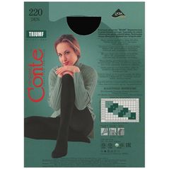 Conte Triumf 220 Den женские плотные колготки из микрофибры Nero черные, Цвет: Черный, Размер: 2, фото , изображение 2