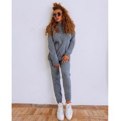 Жіночий в'язаний спортивний костюм класний сірий 0189, Колір: Сірий, Розмір: 42-46, фото , зображення 2