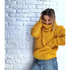 Жіночий в'язаний светр красивий і теплий гірчиця 0044, Колір: Гірчиця, Розмір: 42-46, фото 