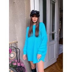 Плаття-светр вільного крою з довгим рукавом колір м'ята 0212, Колір: М'ятний, Розмір: 42-48, фото 