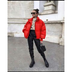 Жіноча коротка куртка тепла червона 1066, Колір: Червоний, Розмір: s-m, фото 