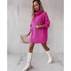 Женский свитер-туника цвет малиновый 0321, Цвет: Малиновый, Размер: 42-46 UKR (One size), фото 