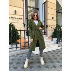 Жіночий кардиган модний з капюшоном колір хакі 241, Колір: Хакі, Розмір: 42-46, фото , зображення 2