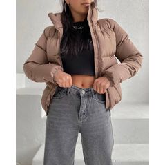 Жіноча зимова куртка коротка мокко кольору 244, Колір: Мокко, Розмір: S, фото , зображення 2