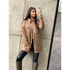 Жіноча куртка-сорочка бежева 30173, Колір: Бежевий, Розмір: s-m, фото 