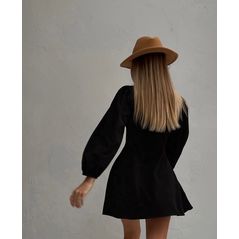 Женское черное платье мини с длинным рукавом 0329, Цвет: Черный, Размер: S-M (42-44 UKR), фото , изображение 2