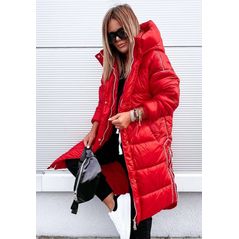 Женская куртка длинная с капюшоном цвет красный 0219, Цвет: Красный, Размер: S (42 UKR), фото , изображение 2