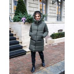 Женское пальто трансформер три длины в одной цвет хаки 30132, Цвет: Хаки, Размер: S (42 UKR), фото , изображение 3