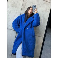 Жіноча стильна шуба еко довга кольору яскраво синій 30220, Колір: Електрик, Розмір: 42-48, фото , зображення 3