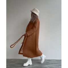 Женская длинная шуба из искусственного меха на утепленной подкладке цвет мокко 0325, Колір: Мокко, Розмір: s-m, фото 