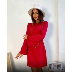 Сукня коротка закрита з довгим рукавом колір червоний 3194, Колір: Червоний, Розмір: 42-46, фото 