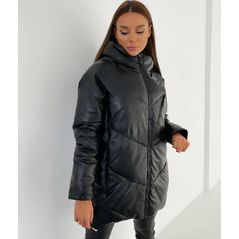 Жіноча куртка модна чорна без капюшона 0338, Колір: Чорний, Розмір: S, фото 