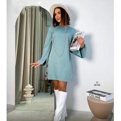 Сукня коротка закрита з довгим рукавом колір м'ята 3194, Колір: М'ятний, Розмір: 42-46, фото 