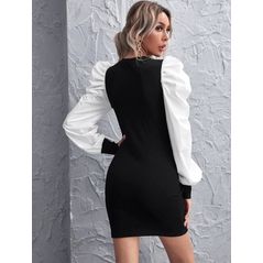 Сукня-міні чорно-білі з довгим рукавом 249, Колір: Чорно-білий, Розмір: S, фото , зображення 3