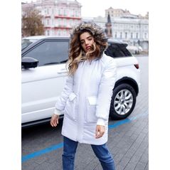 Жіноча стильна куртка з капюшоном біла 7299, Колір: Білий, Розмір: s-m, фото 