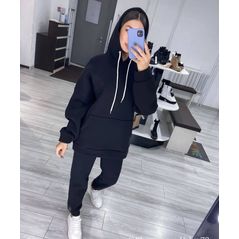 Жіночий спортивний костюм на флісі колір чорний 251, Колір: Чорний, Розмір: s-m, фото 