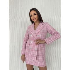 Жіночий костюм твідовий в стилі Коко Шанель колір пудра 7250, Колір: Пудра, Розмір: s-m, фото 