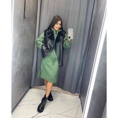 Сукня тепла міді у спортивному стилі хакі 254, Колір: Хакі, Розмір: 46-48, фото 