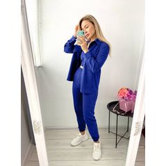 Жіночий костюм трійка з сорочкою колір індиго 7220, Колір: Індиго, Розмір: s-m, фото 