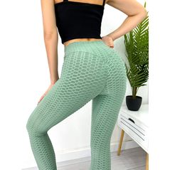 Легінси жіночі із завищеною талією колір чорний 742, Колір: Оливковий, Розмір: s-m, фото , зображення 3