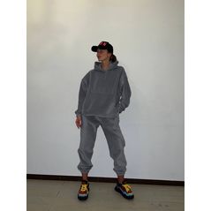 Жіночий велюровий спортивний костюм сірий 0343, Колір: Сірий, Розмір: s-m, фото , зображення 3