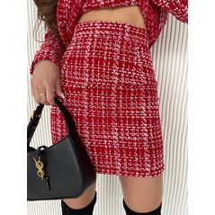 Жіночий твідовий костюм у стилі Коко Шанель колір червоний 7250, Колір: Червоний, Розмір: s-m, фото , зображення 5