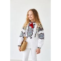 Вышиванка белая красивая для девочки, Рост: 44-50, фото 