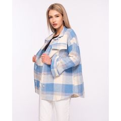 Жіноча кашемірова сорочка блакитна в клітку 1618, Колір: Блакитний, Розмір: 42-46, фото 