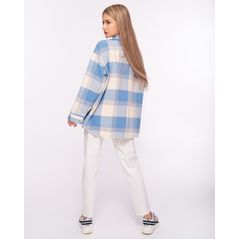 Жіноча кашемірова сорочка блакитна в клітку 1618, Колір: Блакитний, Розмір: 42-46, фото , зображення 2