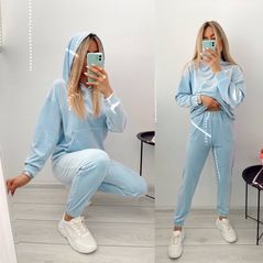 Жіночий спортивний костюм стильний велюровий блакитний 7216, Колір: Блакитний, Розмір: s-m, фото 