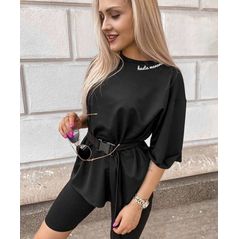 Женский костюм модный шорты и футболки цвет черный 10148, Цвет: Черный, Размер: S (42 UKR), фото , изображение 3