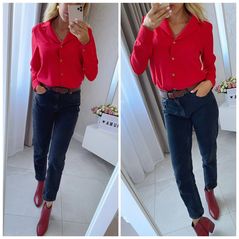 Жіноча сорочка базова на літо червона 289, Колір: Червоний, Розмір: s-m, фото 