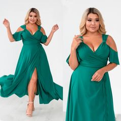 Длинное платье на бретельках с завышенной талией цвет зеленый 05186, Цвет: Зеленый, Размер: 48-52 UKR (One size), фото 