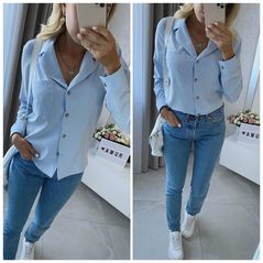 Жіноча сорочка базова на літо блакитна 289, Колір: Блакитний, Розмір: s-m, фото 