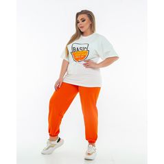 Женский спортивный костюм большого размера оранжевый 5265, Цвет: Оранжевый, Размер: 50-52 UKR, фото , изображение 2