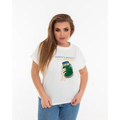 Жіноча футболка біла з принтом 6006, Колір: Білий, Розмір: 42-46, фото 