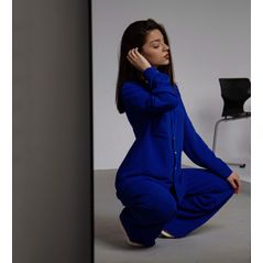 Женский костюм летний брюки прямые и рубашка свободного кроя электрик 7188, Цвет: Электрик, Размер: S-M (42-44 UKR), фото 