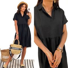 Платье из натурального льна черное 348, Цвет: Черный, Размер: L-XL (46-48 UKR), фото 