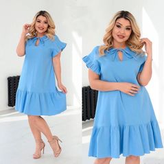 Красива сукня з натурального льону колір блакитна 340, Колір: Блакитний, Розмір: 42-46, фото 